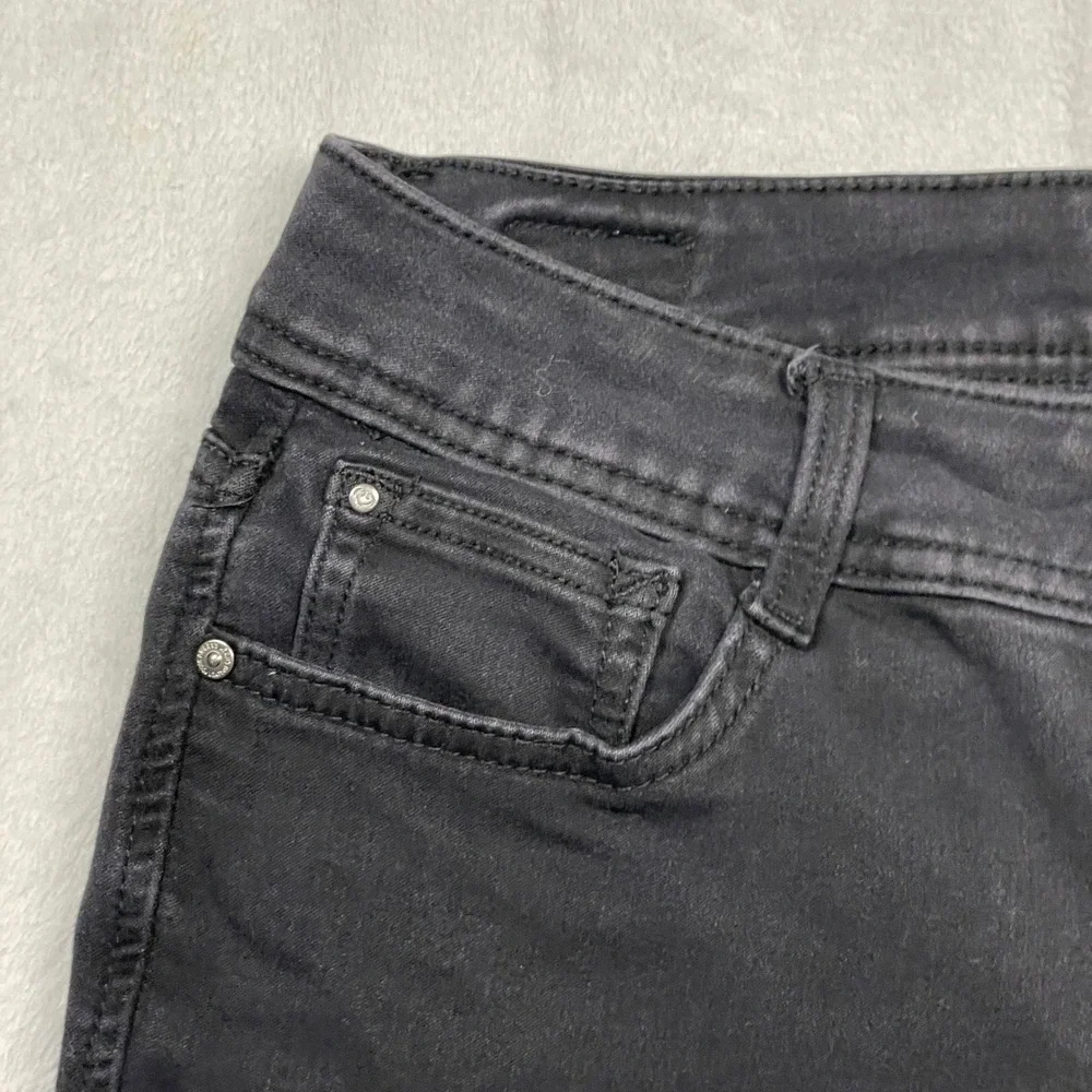 Angels Curvy Skinny Jeans Womens 10 Black Double Button Flap Pocket Stretch